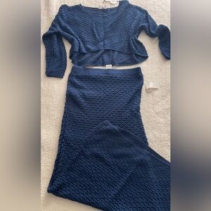 Olive & Oak Blue Textured Skirt